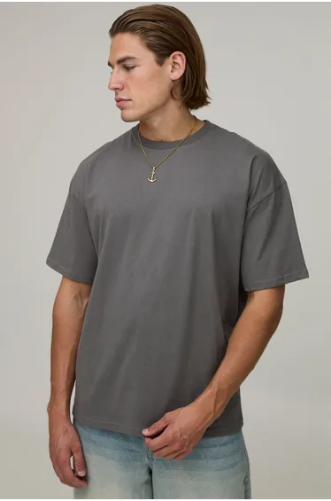 Charcoal Oversized Sunset Palm Print T-Shirt - charcoal
