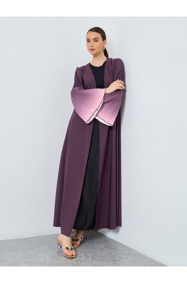 Dye Print Bell Sleeve Open Front Abaya