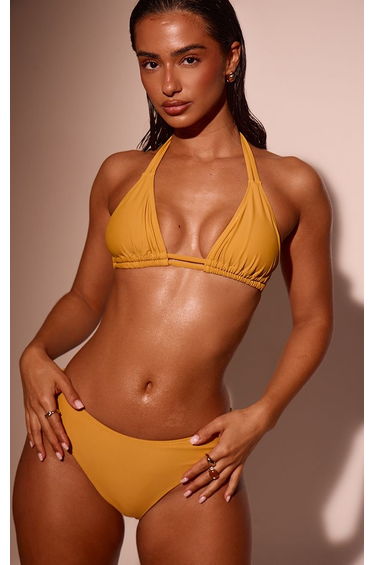 Mustard Double Strap Triangle Bikini Top