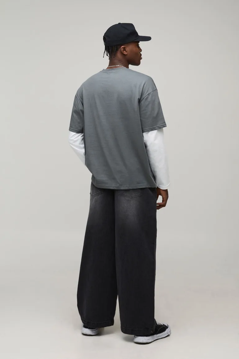 بنطلون جينز دينيم - أسود - 1