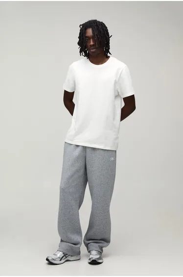 Basic Baggy Man Script Jogger - grey marl