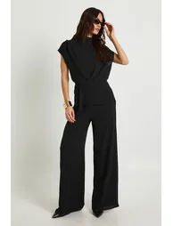 Tall Woven Drape Blouse & Trouser Co-Ord - black