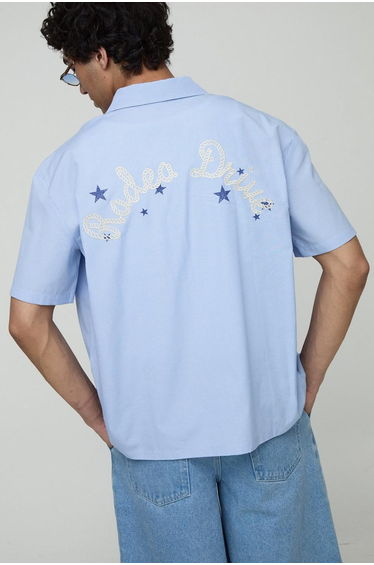 Oversized Embroidered Western Check Shirt