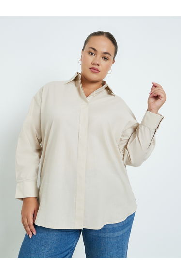 Plus Size Solid Oversized Shirt