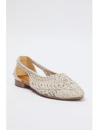 حذاء بالية نسائي محبوك - بيج - 4