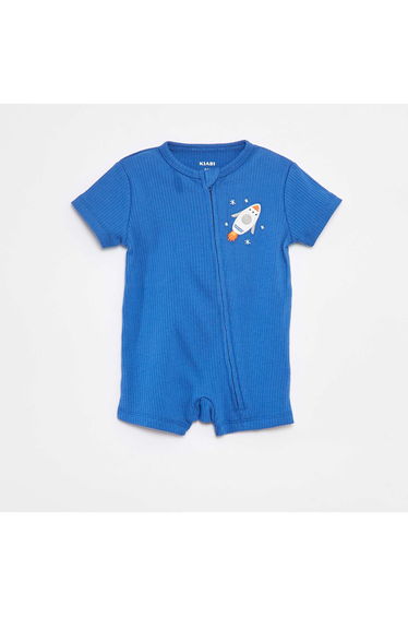 A lightweight zip-up sleepsuit with short sleeves BLUE