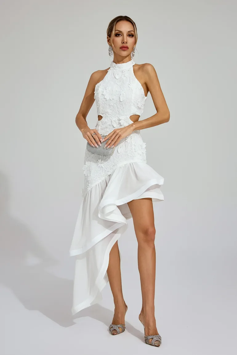 Ferdinand White Lace Cut Out Dress