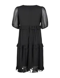 Curve Black Plus Chiffon A-Line Midi Smock Dress - 6
