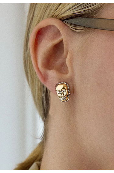 Gothic Rhinestones Skull Stud Earrings for Rock Concerts & Halloween Parties