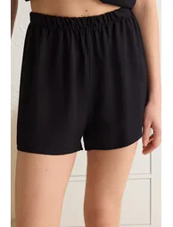 Black Ribbon/Bow and Piping Detail Viscose Woven Pajama Set - 4