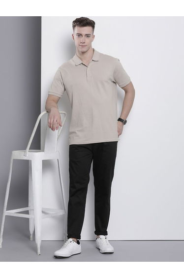 Men Black Slim Fit Solid Chinos