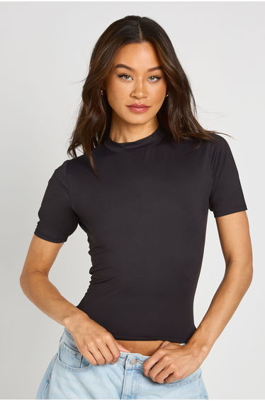 Tall Second Skin Crew Neck Everyday Tee - black