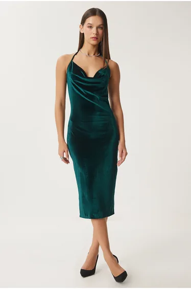 Women's Emerald Green Velvet Mini Dress
