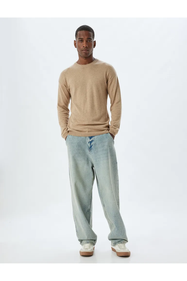 سترة كوتون بيج محبوك بأكمام طويلة