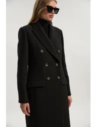Wool Double Breasted Tailored Midi Coat - 2
