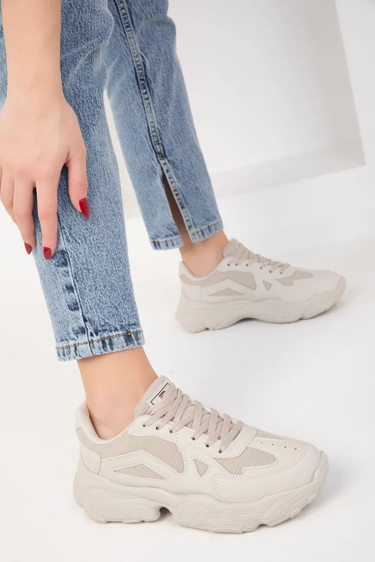 Beige Women's Sneaker 18148 - 1