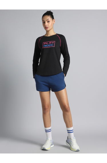 Women Black Play Mode Full Sleeve T-Shirt