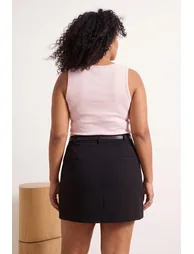 Black Belted Skirt Look Mini Plus Size Shorts & Bermuda - 2