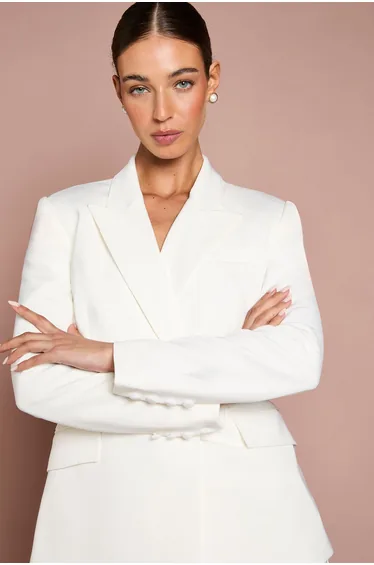 Stitch Detail Double Breasted Blazer