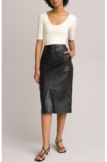 Leather Midi Pencil Skirt
