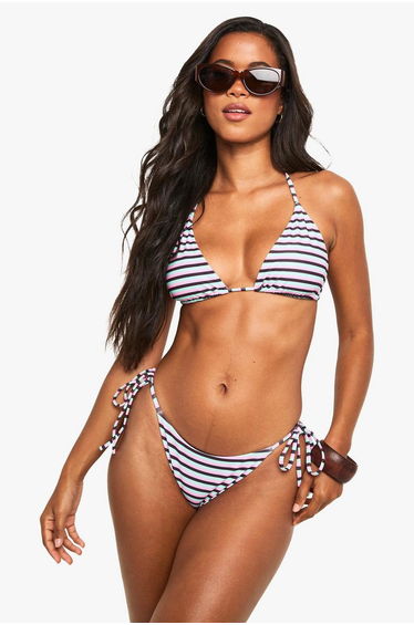Stripe Triangle Bikini Top - mint