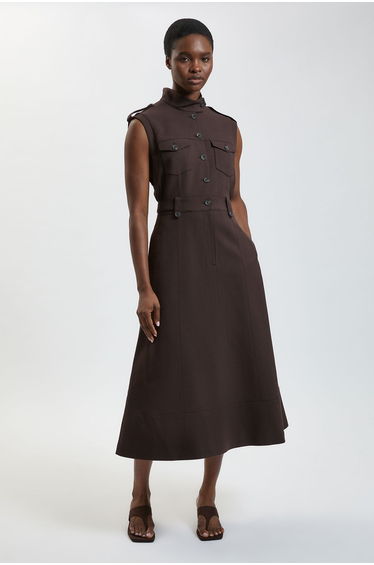 Herringbone Texture Utility Dress