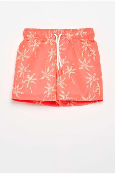 All-over \'sea\' print swim shorts ORANGE