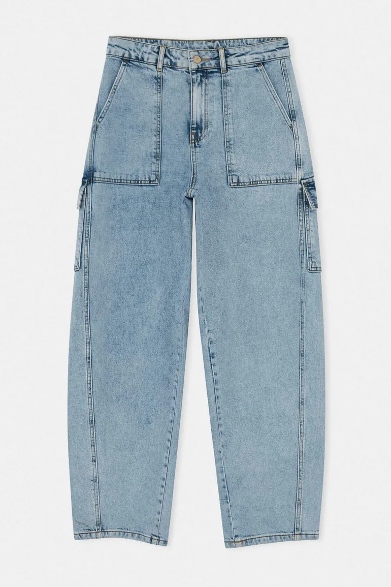 Light Blue High Waist Baggy Jeans - 3