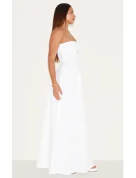 Tall White Bandeau Shirred Detail Maxi Dress - 2
