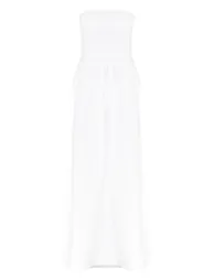 Tall White Bandeau Shirred Detail Maxi Dress - 4