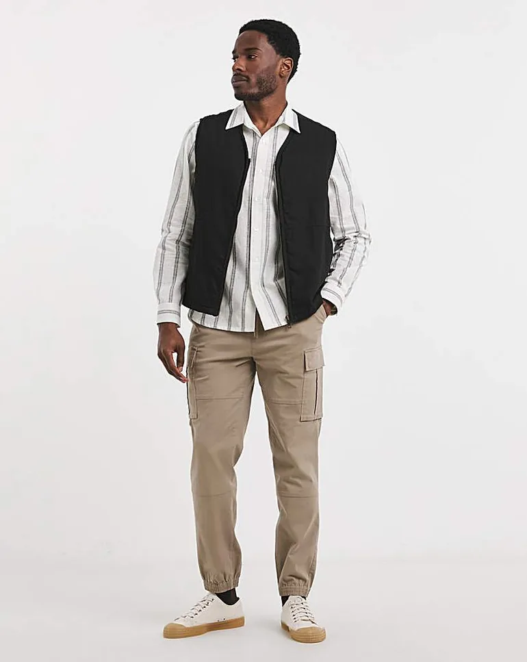 Long Sleeve Linen Blend Stripe Shirt