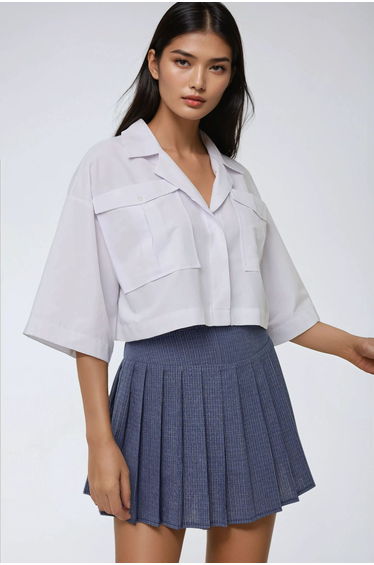 Crop Shirt with a Pocket Detail