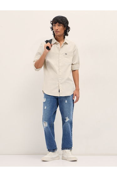 Men Solid Slim Fit Casual Shirt