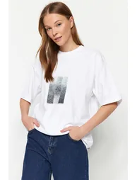 White*002 Unisex Oversize Devrim Erbil Printed Knitted T-Shirt - 2