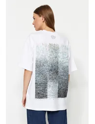 White*002 Unisex Oversize Devrim Erbil Printed Knitted T-Shirt - 3