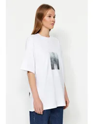 White*002 Unisex Oversize Devrim Erbil Printed Knitted T-Shirt - 1
