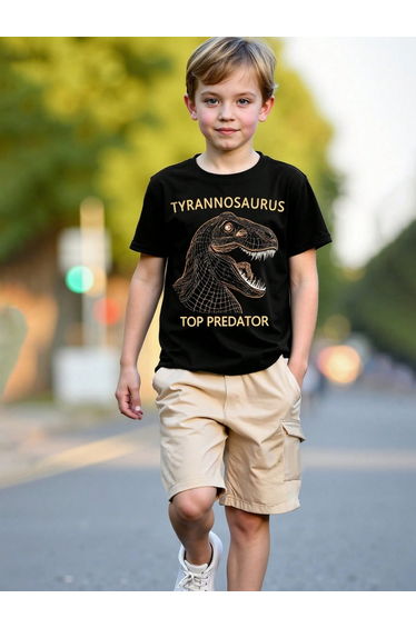 Boys Dinosaur Graphic Print T-Shirt and Shorts Set