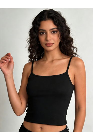 Black Solid Padded Cami Top