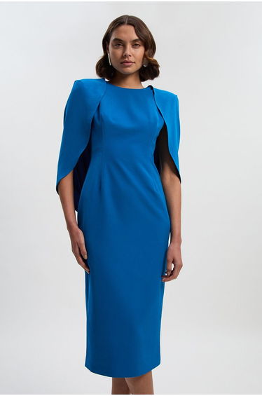 Tailored Drape Back Pencil Midi Dress