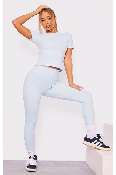 Light Blue Sculpt High Waist Gym Leggings