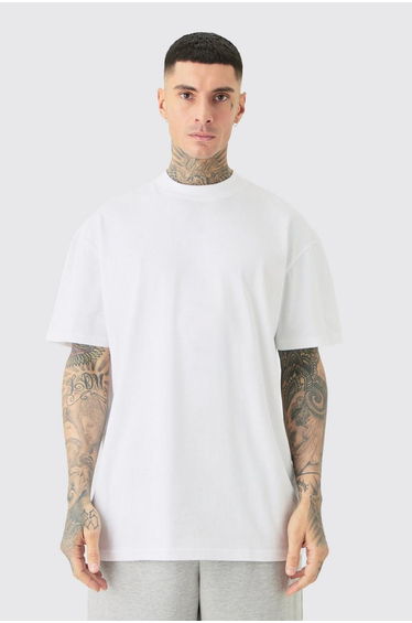 Tall Oversized Extended Neck T-shirt - white