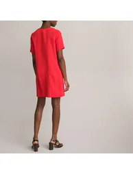 Recycled Mini Dress with V-Neck and Short Sleeves - 4