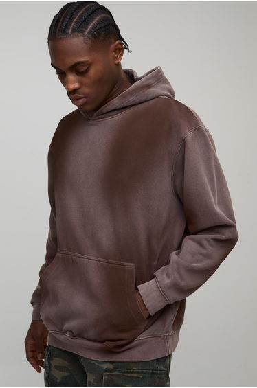 Oversized Spray Wash Over the Head Hoodie - washed chocolate