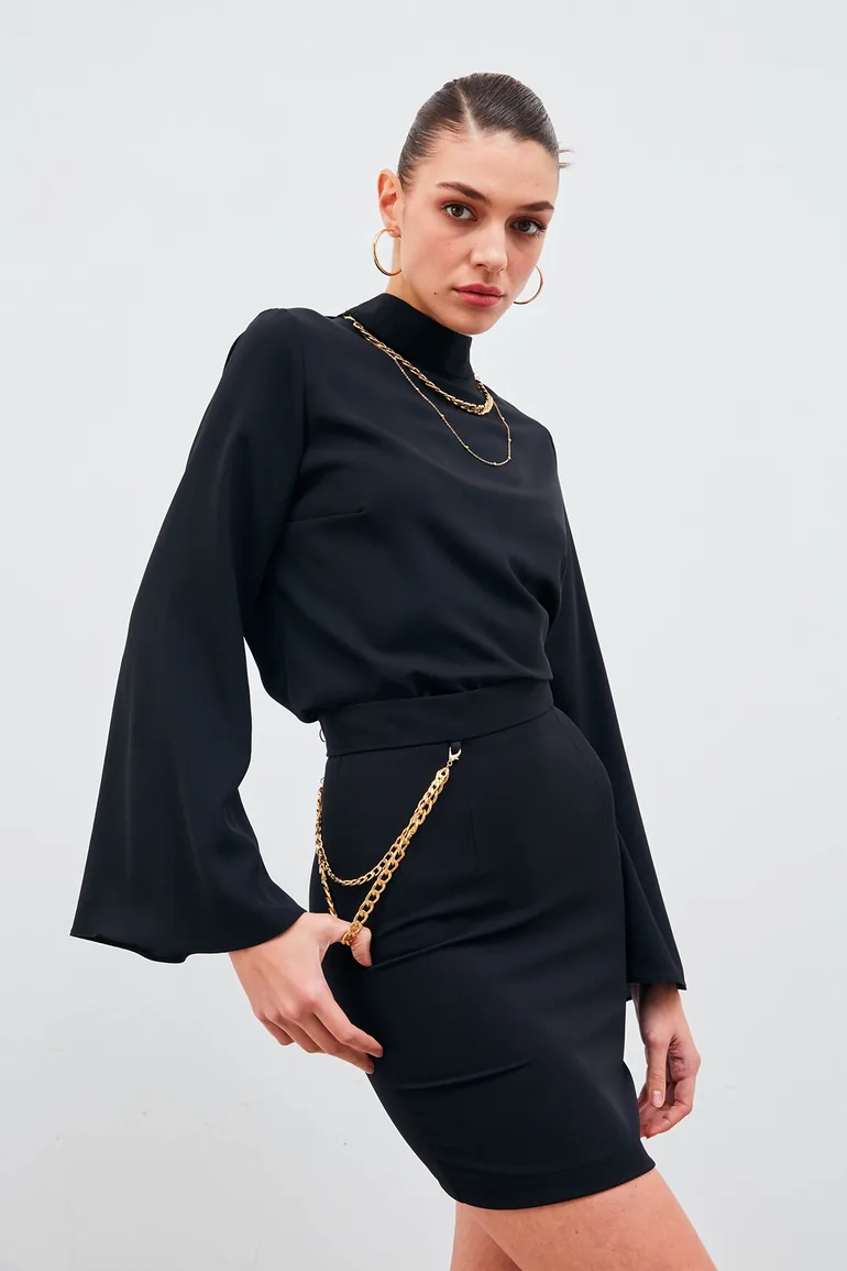 Mini Skirt with Chain Accessories - 1
