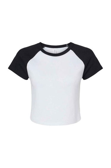 Bella + Canvas Womens/Ladies Raglan Crop T-Shirt - White/Black