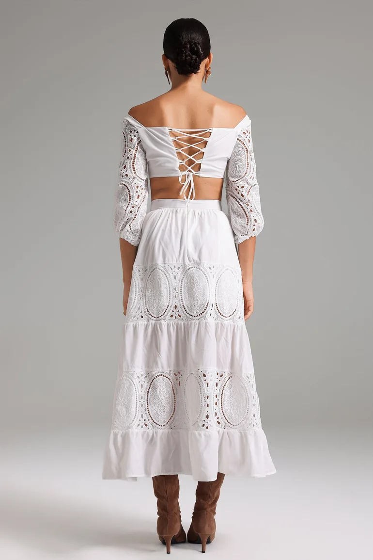 long white lace summer dress PRETTYGARDEN Womens Summer Puff Short Sleeve Maxi Dress Square Neck Sm