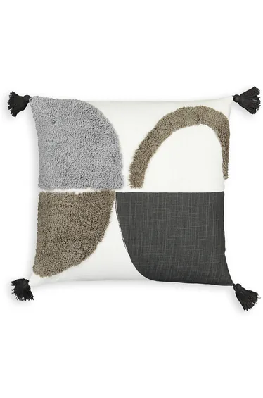 Comoe Graphic Tufted Tassel Cotton Cushion Cover