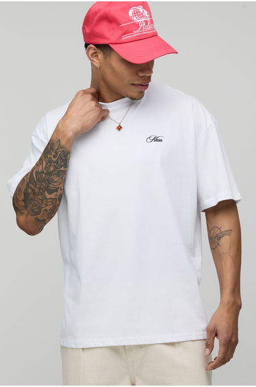 White Oversized Yacht Club Print T-Shirt - white