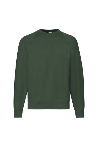 Fruit of the Loom Mens Classic Raglan Sweatshirt - Bottle Green