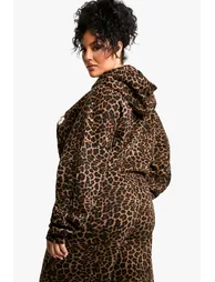 Plus All Over Leopard Los Angeles Boxy Hoodie - leopard - 2